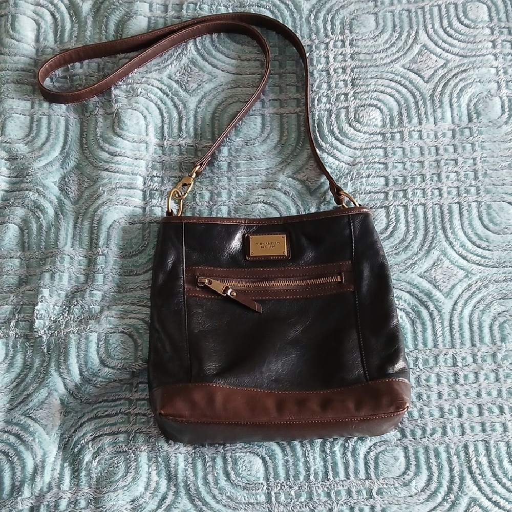Tignanello Black and Brown Crossbody Bag